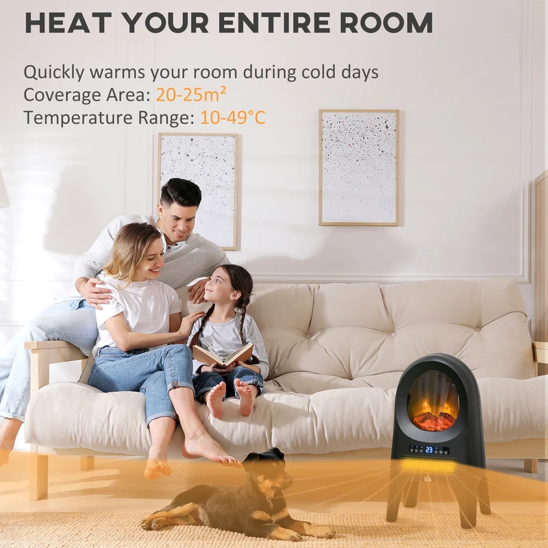 Easycomfort Termoventilatore a 3 Modalità di Riscaldamento con 3 Temperature Regolabili, 33.7x25.5x60.4 cm, Nero