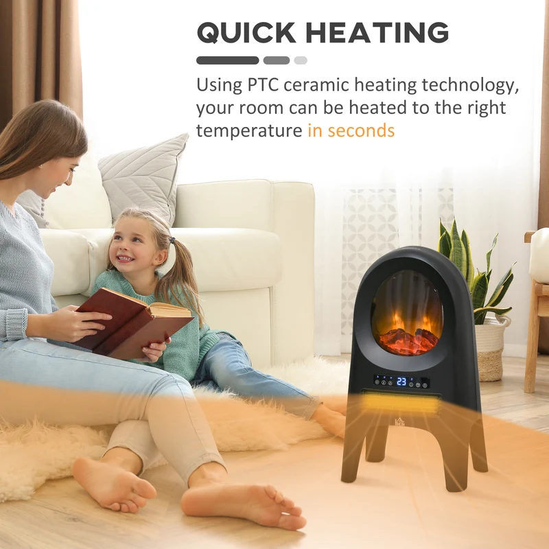 Easycomfort Termoventilatore a 3 Modalità di Riscaldamento con 3 Temperature Regolabili, 33.7x25.5x60.4 cm, Nero