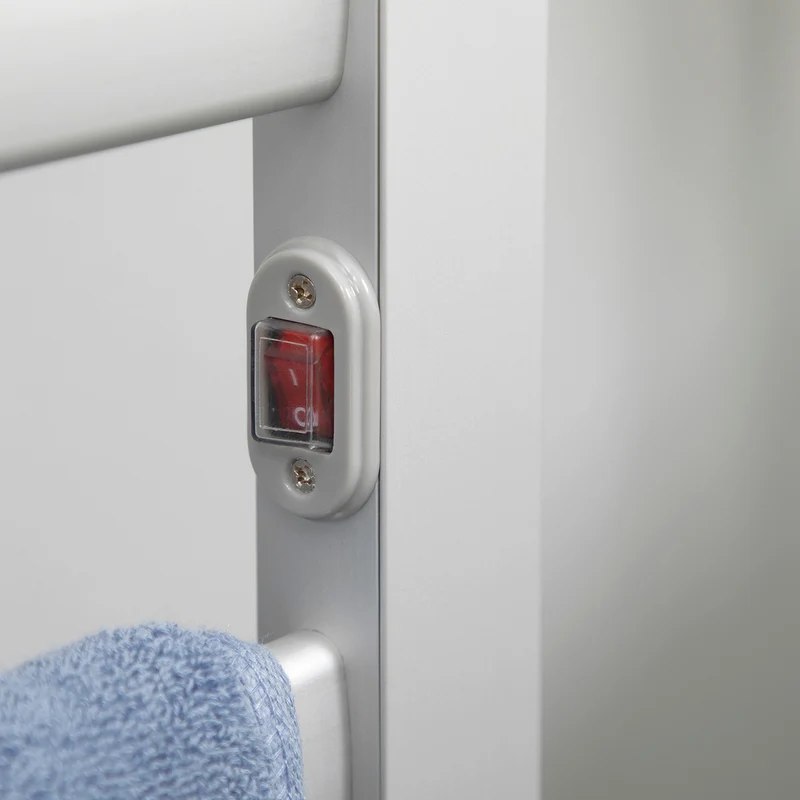 EasyComfort Scaldasalviette Elettrico da 140W a 6 Barre con Temperatura 45°C-55°C, in Alluminio, 69x36x90 cm, Argento