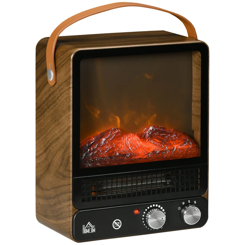 Cheminée électrique Easycomfort avec flamme LED, 3 modes de chauffage et interrupteur de sécurité, 30,3 x 17,5 x 37,4 cm