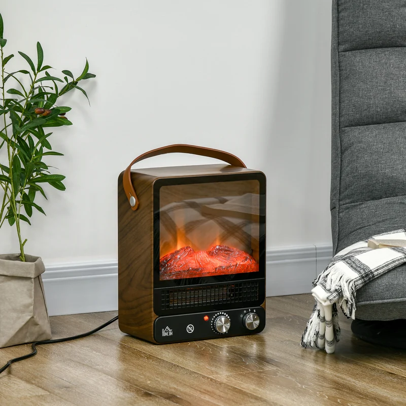 Cheminée électrique Easycomfort avec flamme LED, 3 modes de chauffage et interrupteur de sécurité, 30,3 x 17,5 x 37,4 cm