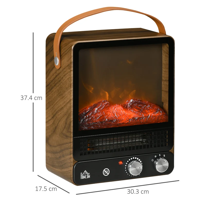 Cheminée électrique Easycomfort avec flamme LED, 3 modes de chauffage et interrupteur de sécurité, 30,3 x 17,5 x 37,4 cm