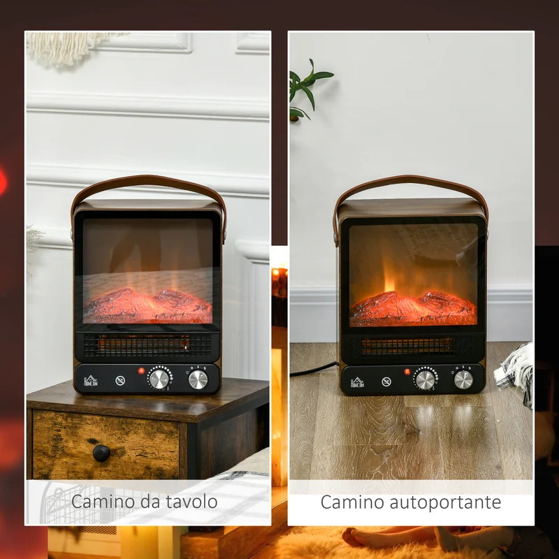 Cheminée électrique Easycomfort avec flamme LED, 3 modes de chauffage et interrupteur de sécurité, 30,3 x 17,5 x 37,4 cm
