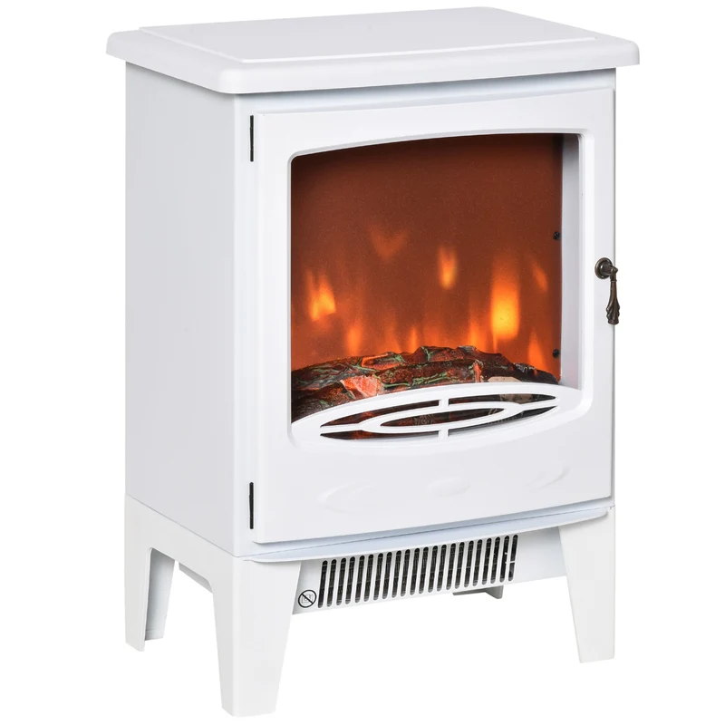 Cheminée électrique Easycomfort avec effet flamme, température réglable 900 W - 1800 W, surface de chauffe 15-20 m², 39 x 26 x 54,8 cm, blanche