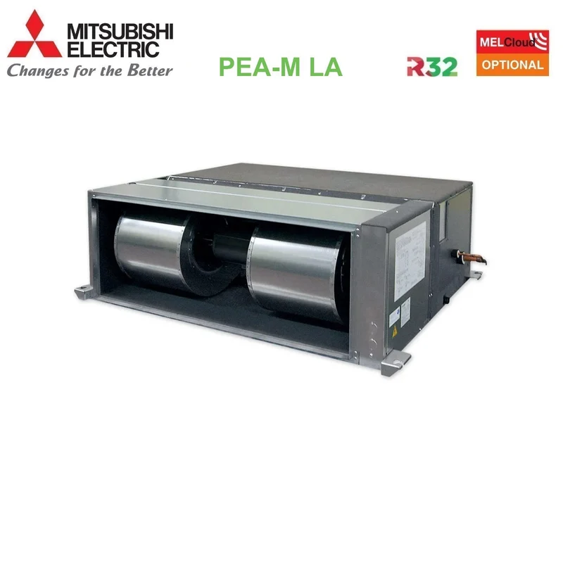 Climatiseur gainable Mitsubishi Electric Power Inverter haute pression 85 000 BTU PEA-M250LA + PUZ-ZM250YKA triphasé R-32 avec Wi-Fi en option