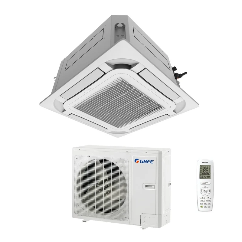 Climatiseur cassette Gree GUD140T/AT 48 000 BTU, 8 voies, R-32, Wi-Fi en option, monophasé, avec télécommande et panneau inclus - Neuf
