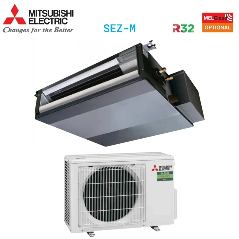 Climatiseur gainable Mitsubishi Electric Inverter 12 000 BTU SEZ-M35DAL + SUZ-M35VA R-32 avec Wi-Fi en option et télécommande infrarouge incluse