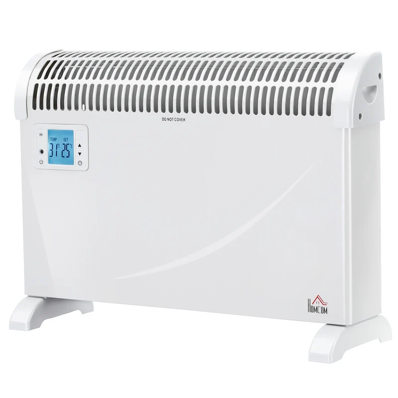 Chauffage électrique mural et de comptoir Easycomfort avec température réglable et minuterie, en métal et plastique, 58,5 x 20 x 43 cm, blanc