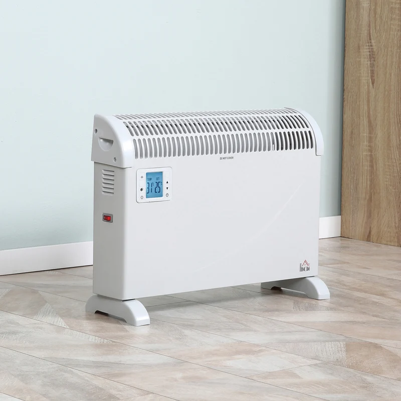 Chauffage électrique mural et de comptoir Easycomfort avec température réglable et minuterie, en métal et plastique, 58,5 x 20 x 43 cm, blanc