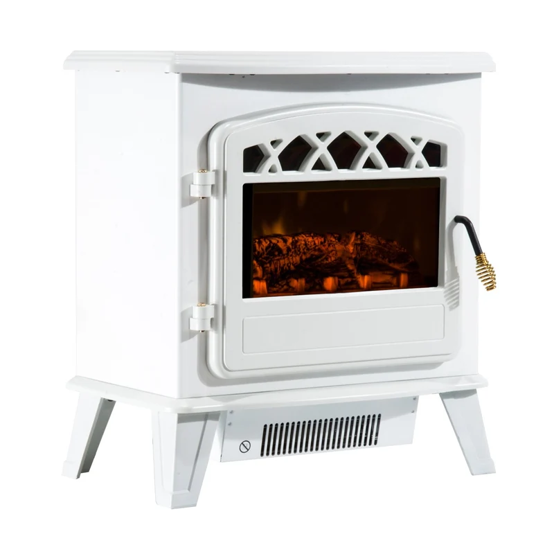 Cheminée électrique EASYCOMFORT avec effet de flamme réglable 1800 W, blanche, 51 x 31 x 56 cm