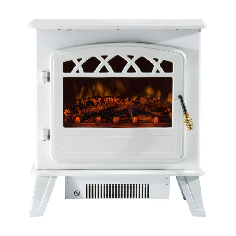 Cheminée électrique EASYCOMFORT avec effet de flamme réglable 1800 W, blanche, 51 x 31 x 56 cm