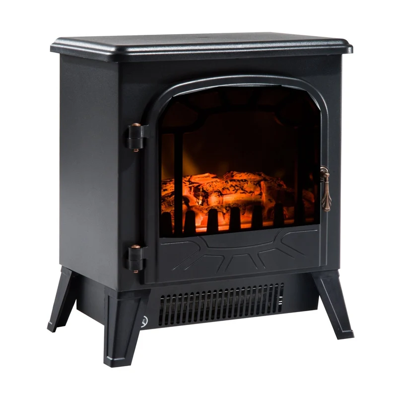 Cheminée électrique Easycomfort avec effet de flamme réglable, puissance 900 W/1800 W, 36 x 25,5 x 41,5 cm, noire