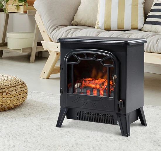 Cheminée électrique Easycomfort avec effet de flamme réglable, puissance 900 W/1800 W, 36 x 25,5 x 41,5 cm, noire