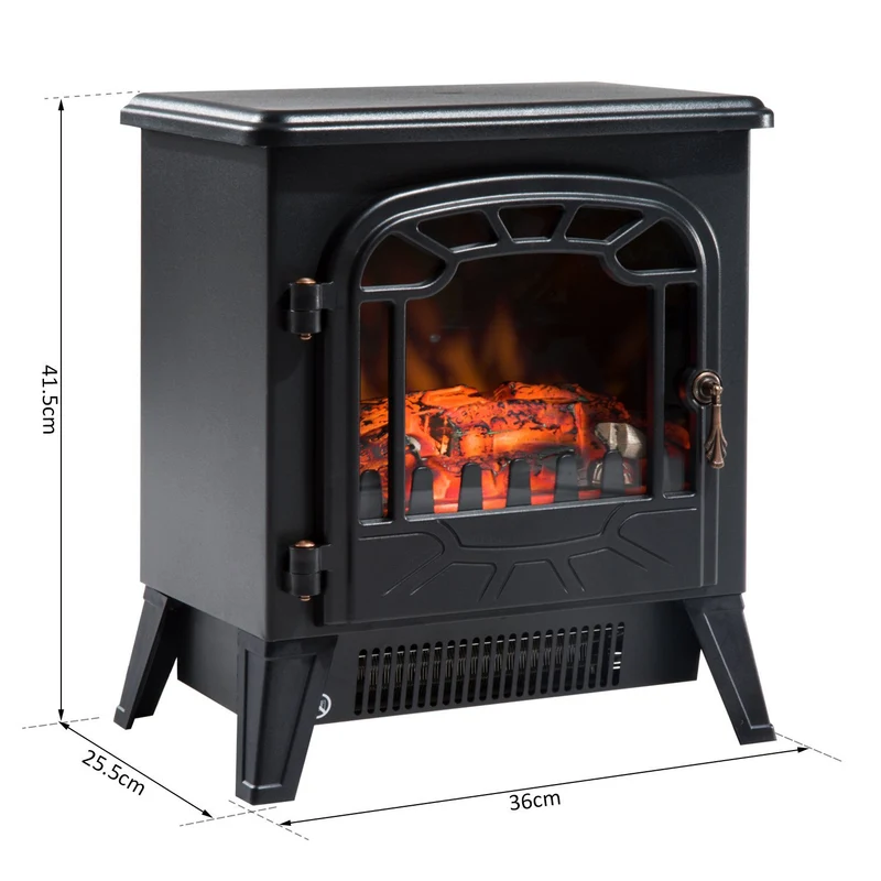 Cheminée électrique Easycomfort avec effet de flamme réglable, puissance 900 W/1800 W, 36 x 25,5 x 41,5 cm, noire