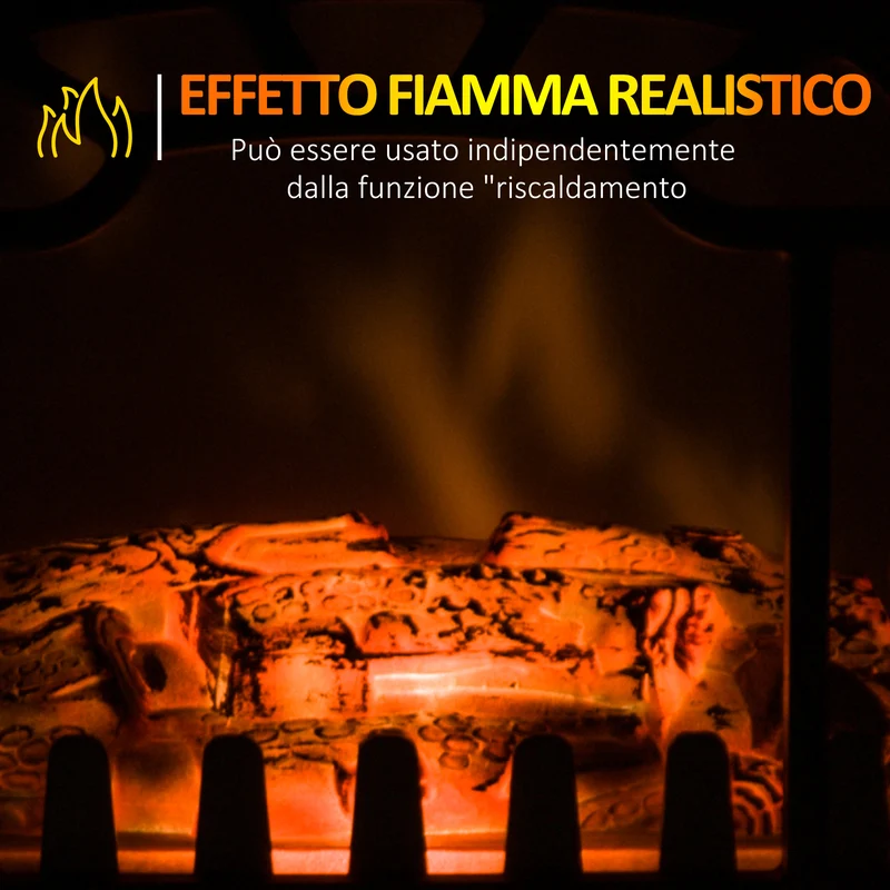 Cheminée électrique Easycomfort avec effet de flamme réglable, puissance 900 W/1800 W, 36 x 25,5 x 41,5 cm, noire