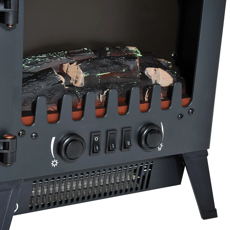 Cheminée électrique Easycomfort avec effet de flamme réglable, puissance 900 W/1800 W, 36 x 25,5 x 41,5 cm, noire