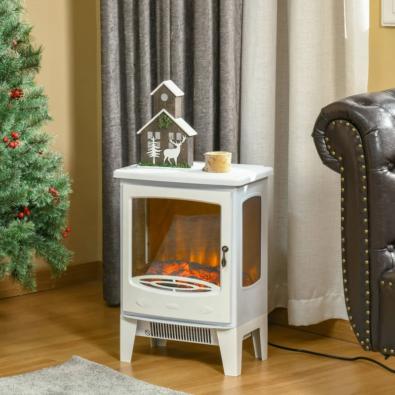Cheminée électrique EASYCOMFORT avec effet flamme, 3 côtés ouverts, température réglable, surface de chauffe 20-25 m² - Blanche