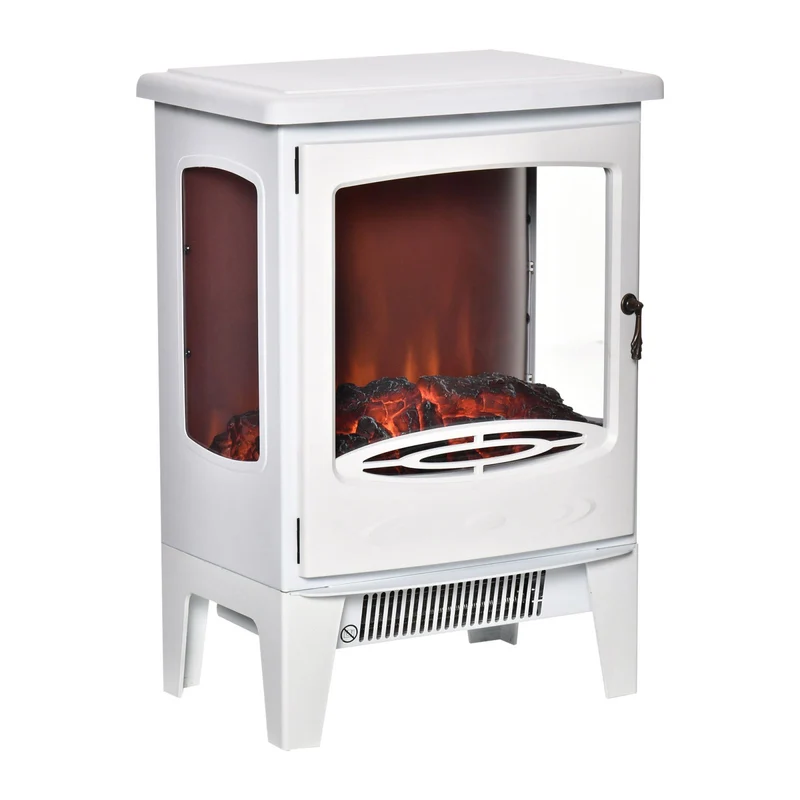 Cheminée électrique EASYCOMFORT avec effet flamme, 3 côtés ouverts, température réglable, surface de chauffe 20-25 m² - Blanche