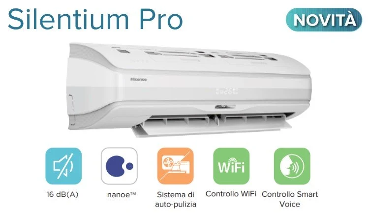 Hisense SILENTIUM PRO 9+9+9+9+9 Climatiseur Penta Split Inverter avec 5AMW125U4RTA R-32 Wi-Fi intégré 9000+9000+9000+9000+9000 - Nouveau