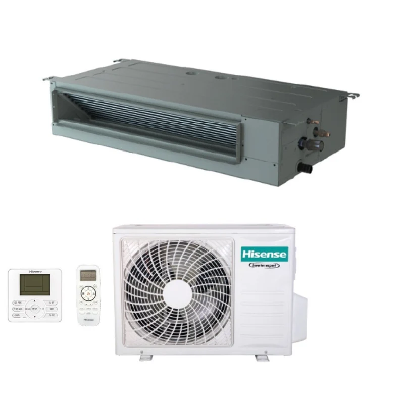 Climatiseur gainable Hisense Inverter 9000 BTU ADT26UX4RBL4 R-32 avec Wi-Fi en option, télécommande standard et filaire - Neuf