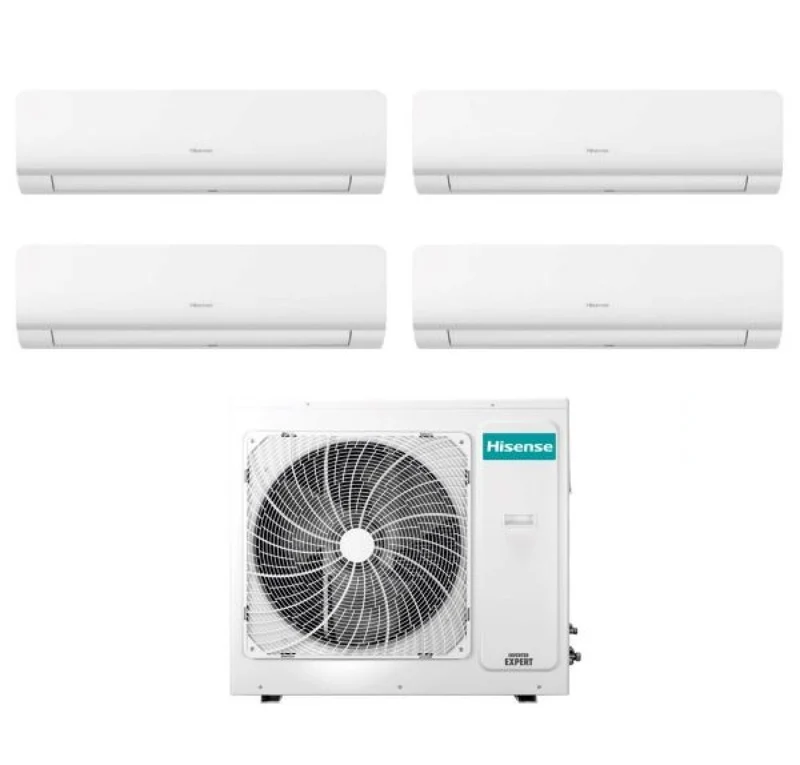 Climatiseur Hisense Quadri Split Inverter série NEW ENERGY 9+9+9+9 avec 4AMW105U4RAA R-32 et Wi-Fi intégré 9000+9000+9000+9000 - Neuf