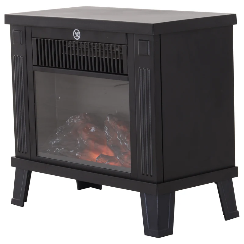 Cheminée électrique sur pied Easycomfort moderne, puissance 600 W/1200 W, effet flamme, 34 x 17 x 31 cm, noire