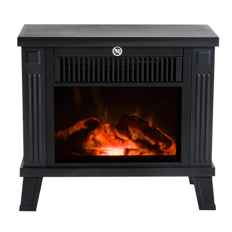 Cheminée électrique sur pied Easycomfort moderne, puissance 600 W/1200 W, effet flamme, 34 x 17 x 31 cm, noire