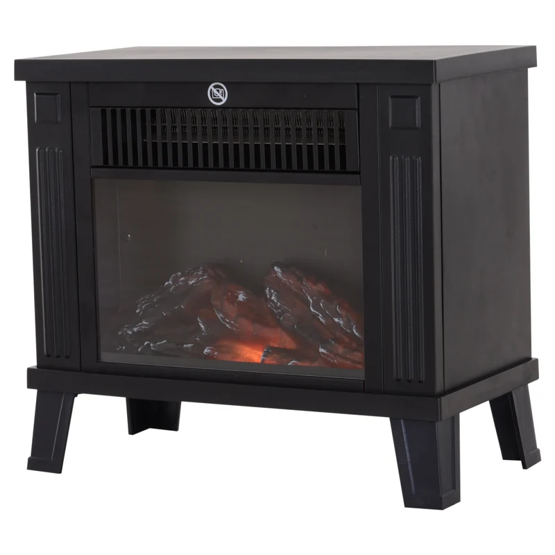 Cheminée électrique sur pied Easycomfort moderne, puissance 600 W/1200 W, effet flamme, 34 x 17 x 31 cm, noire
