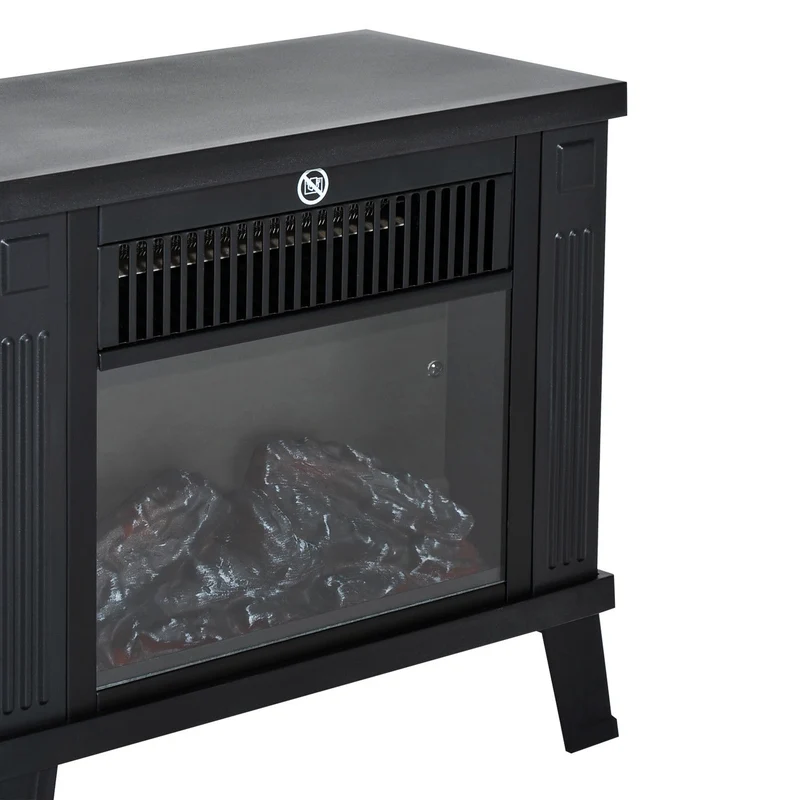 Cheminée électrique sur pied Easycomfort moderne, puissance 600 W/1200 W, effet flamme, 34 x 17 x 31 cm, noire