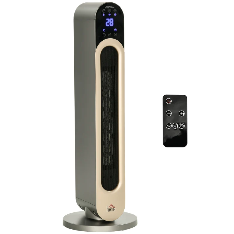 Chauffage d'appoint électrique EasyComfort avec 3 modes de chauffage réglables et télécommande, Φ25 x 73,5 cm, argent