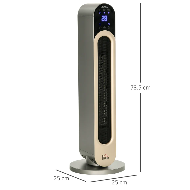 Chauffage d'appoint électrique EasyComfort avec 3 modes de chauffage réglables et télécommande, Φ25 x 73,5 cm, argent