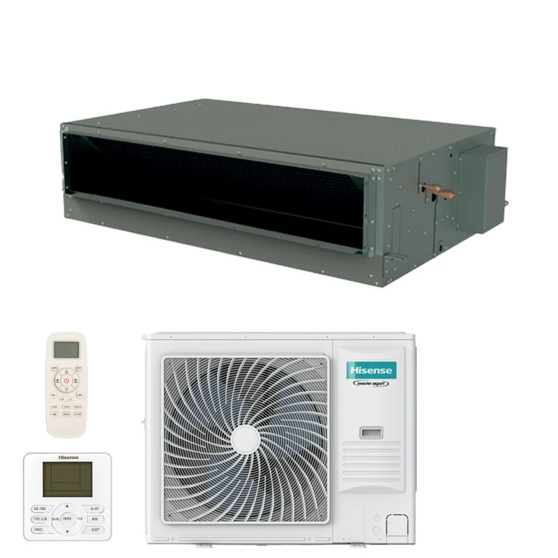 Climatiseur gainable triphasé Hisense 60 000 BTU AUD175UX4RHH5 R-32 avec Wi-Fi, télécommande et commande filaire en option