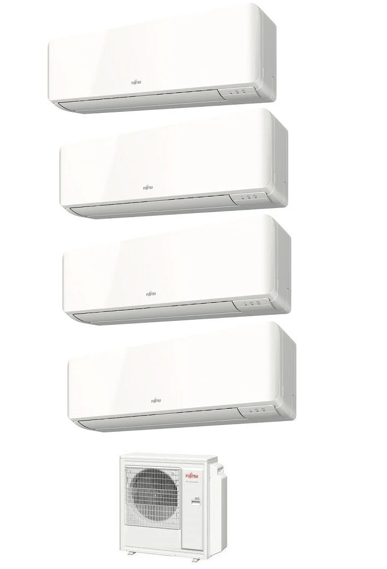 Climatiseur quadri-split Fujitsu inverter série KM 7+7+7+12 avec AOYG30KBTA4 R-32 Wi-Fi en option 7000+7000+7000+12000 - Nouveauté
