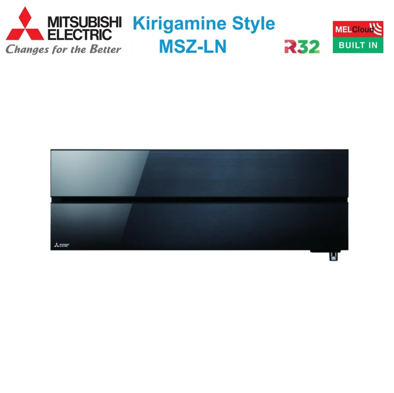 Climatiseur Mitsubishi Electric Quadri Split Inverter Kirigamine Style MSZ-LN série 9+9+9+12 avec MXZ-4F72VF Onyx Black R-32 Wi-Fi intégré Couleur noire 9000+9000+9000+12000