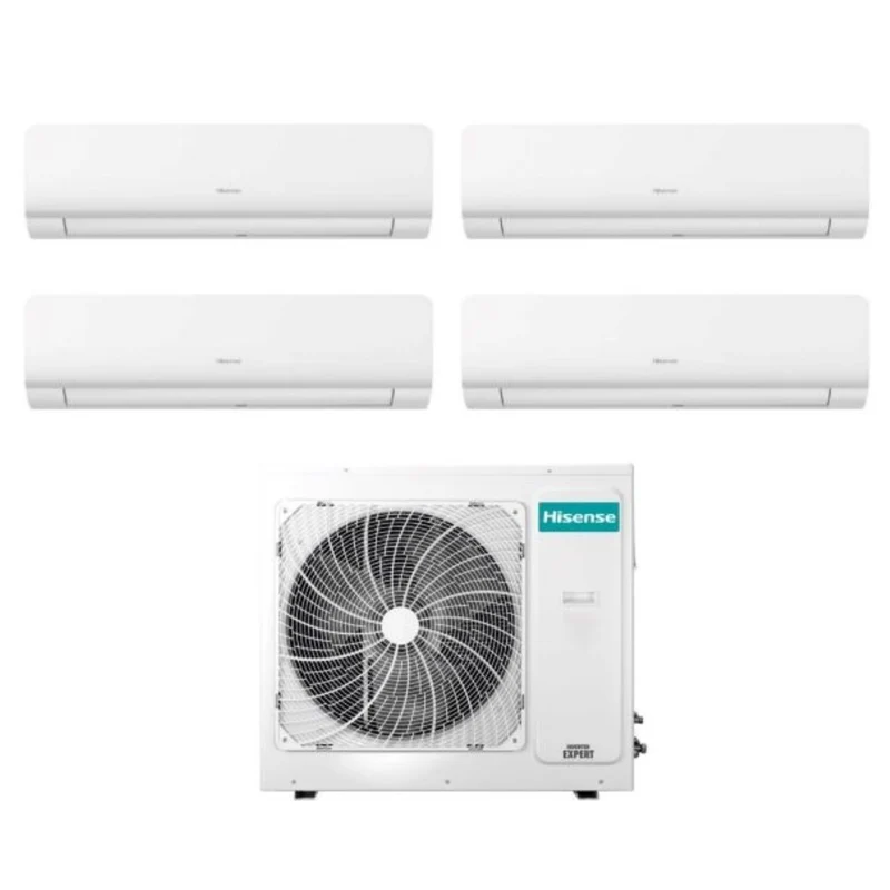 Climatiseur quadri-split Hisense inverter série NEW ENERGY 7+7+9+9 avec 4AMW81U4RAA R-32 Wi-Fi intégré 7000+7000+9000+9000 - Nouveauté