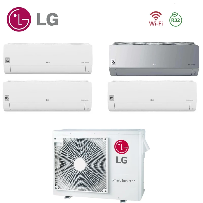 Climatiseur quadri-split LG inverter série Libero Smart +(12 Artcool) 9+9+12+18 avec MU4R27 UL0 R-32 9000+9000+12000+18000 Wi-Fi intégré