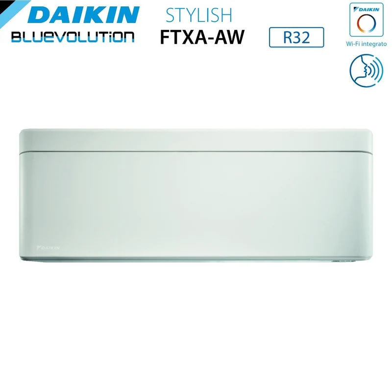 Climatiseur quadri-split inverter Daikin Bluevolution Quadri, série STYLISH WHITE, 9+9+9+18, avec 4MXM80N R-32, Wi-Fi intégré, 9000+9000+9000+18000 BTU, couleur blanche - Garantie italienne