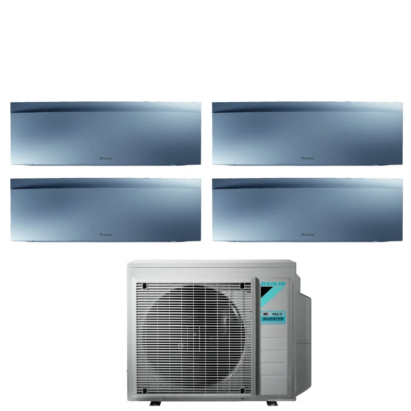 Climatiseur quadri-split inverter Daikin Bluevolution Quadri EMURA SILVER III série 7+7+12+18 avec 4MXM80N R-32, Wi-Fi intégré, puissance 7000+7000+12000+18000 BTU, couleur argent - Garantie italienne