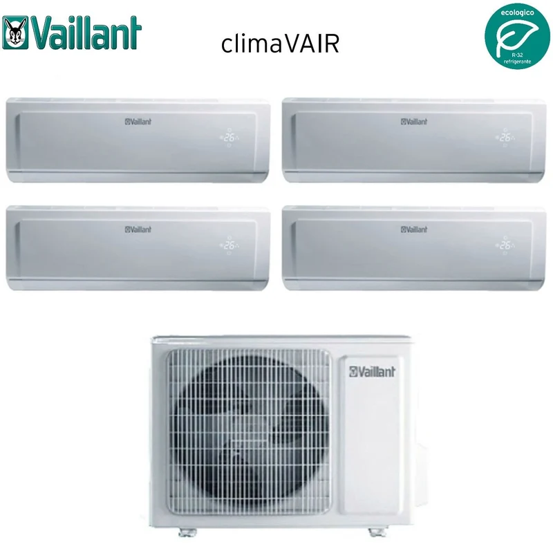 Climatiseur quadri-split inverter Vaillant CLIMAVAIR PLUS VAI série 8 7+7+9+9 avec VAF8-080W4NO R-32 7000+7000+9000+9000