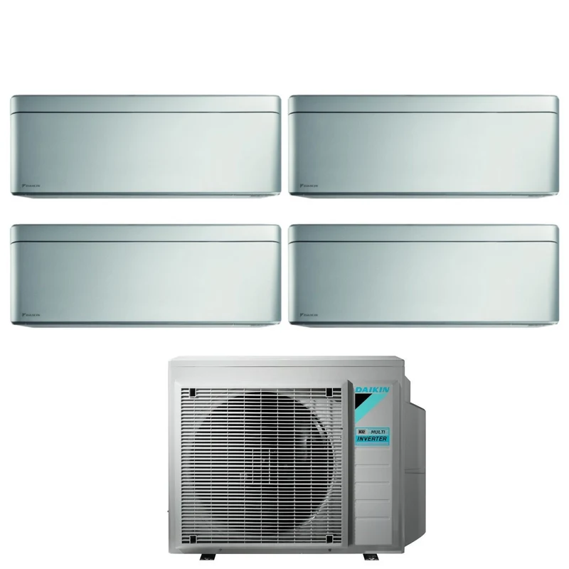 Climatiseur quadri-split inverter Daikin Bluevolution Quadri, élégant, argent total, FTXA-BS, 12+12+12+12 avec 4MXM80N R-32, Wi-Fi intégré, couleur grise, garantie italienne - Nouveauté 2020