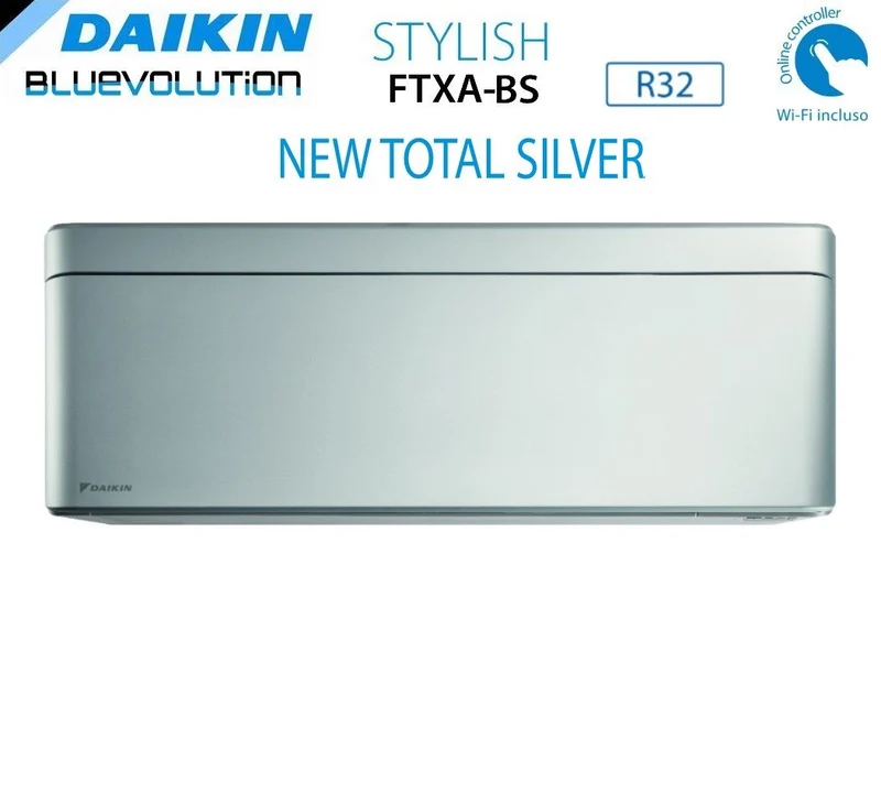 Climatiseur quadri-split inverter Daikin Bluevolution Quadri, élégant, argent total, FTXA-BS, 12+12+12+12 avec 4MXM80N R-32, Wi-Fi intégré, couleur grise, garantie italienne - Nouveauté 2020