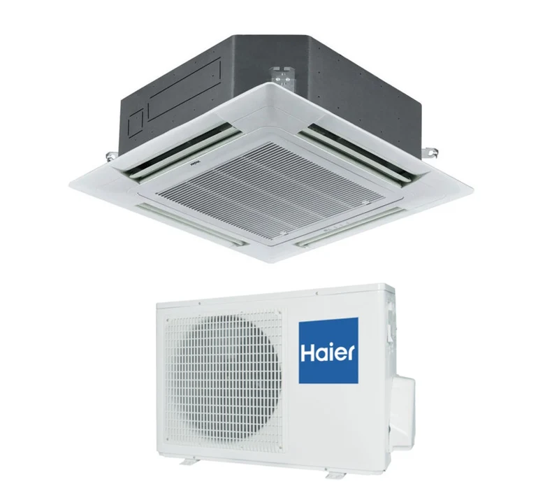 Climatiseur cassette Haier 24 500 BTU AB28ES1ERA R410 avec grille, classe énergétique A++, Wi-Fi en option, idéal pour une pièce de 100 m³.