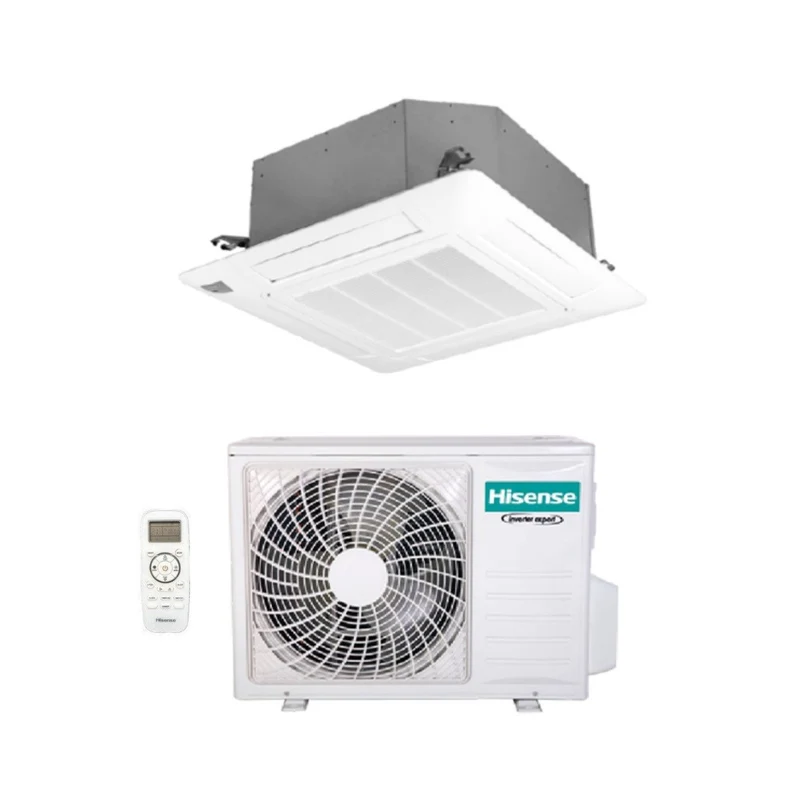 Climatiseur cassette Hisense AUC90UR4RGB4 30 000 BTU avec R-32, Wi-Fi en option, télécommande et panneau inclus - Neuf