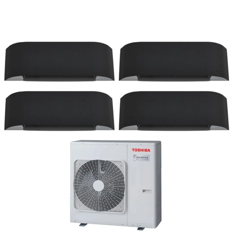Climatiseur Toshiba HAORI Série 10+10+13+16 (9+9+12+15) Quad Split Inverter RAS-4M27U2AVG-E R-32 avec Wi-Fi intégré, puissance 10 000 + 10 000 + 13 000 + 16 000 BTU (9 000 + 9 000 + 12 000 + 15 000 BTU), gris foncé