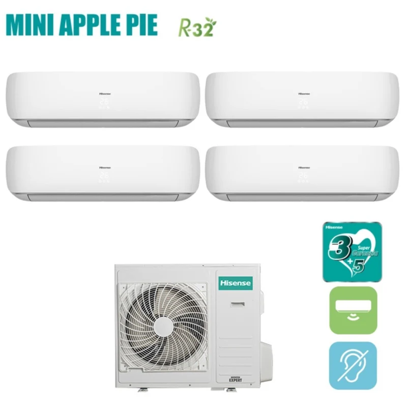 Climatiseur Hisense Quadri Split Inverter série MINI APPLE PIE 9+12+18+18 avec 4AMW105U4RAA R-32 Wi-Fi en option 9000+12000+18000+18000