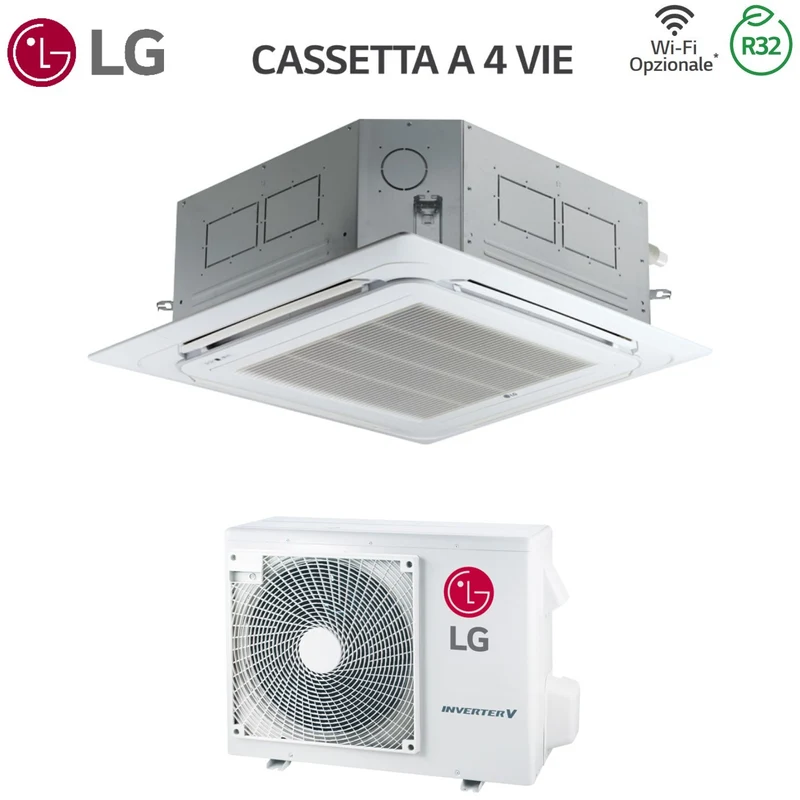 Climatiseur cassette LG CT18F 18 000 BTU à 4 voies avec R-32, Wi-Fi en option et panneau inclus