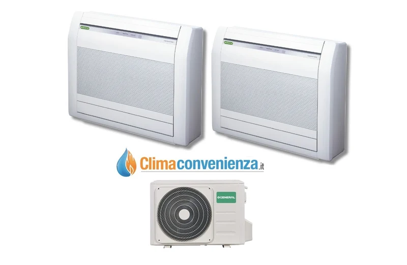 Climatiseur bi-split à montage au sol Fujitsu General série LVCA 9000+12000 Inverter avec AOHG18LAC2 9+12 BTU