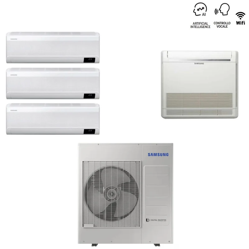 Climatiseur Samsung Quad Split Inverter série CEBU 9000+9000+9000 + Console 9000 avec AJ080TXJ4KG R-32 et Wi-Fi intégré 9+9+9+9 - Neuf