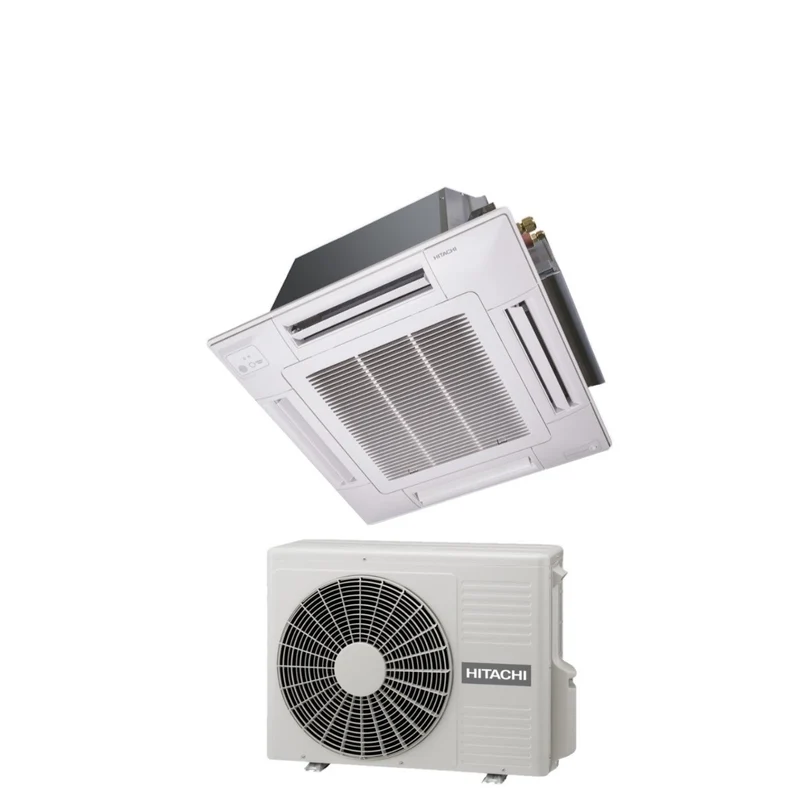 Climatiseur cassette Hitachi Inverter 4 voies RAI-25RPE R-32 avec Wi-Fi en option et grille incluse - Neuf