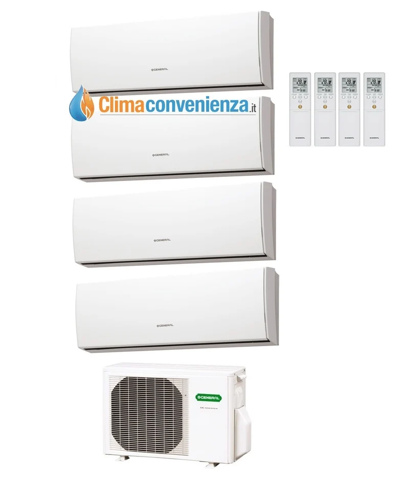 Climatiseur quadri-split inverter quadripolaire Fujitsu General LU 9000+9000+12000+14000 avec AOHG30LAT4 9+9+12+14 LUCA